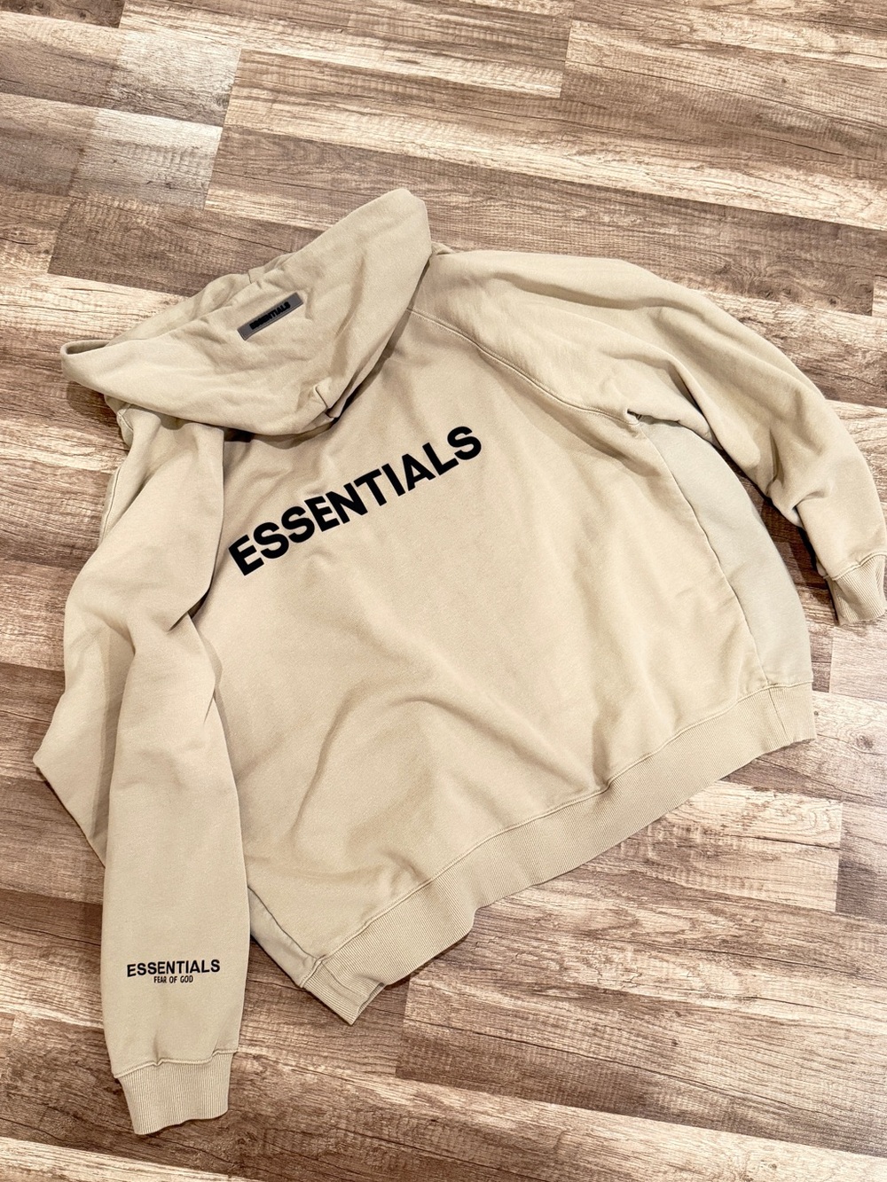 Essentials Fear of God Unisex Beige XL Logo Fleece Pullover Hoodie